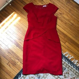 Calvin Klein red peplum dress size 6